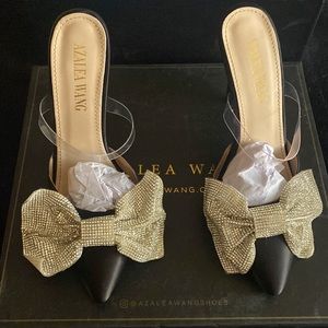 Azalea Wang diamond bow heels 7.5
